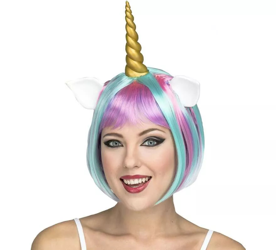 Translation missing: it.Peluca Multicolor de Unicornio con Cuerno y Orejas