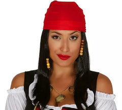 Lunga parrucca nera e sciarpa da pirata