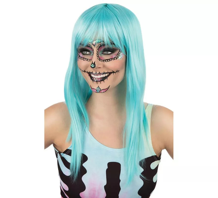 Translation missing: it.Peluca Pasión azul larga con fleco