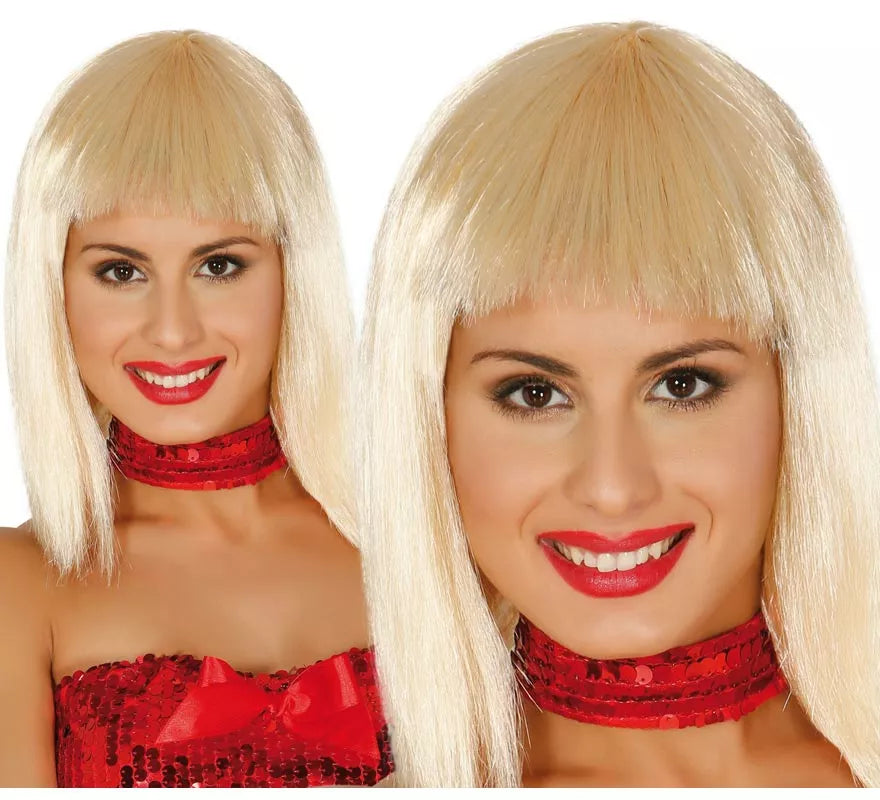 Translation missing: it.Peluca Rafaella o Cleopatra rubia. Peluca rubia con flequillo