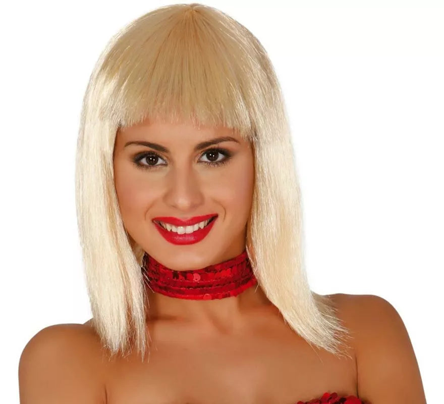 Translation missing: it.Peluca Rafaella o Cleopatra rubia. Peluca rubia con flequillo