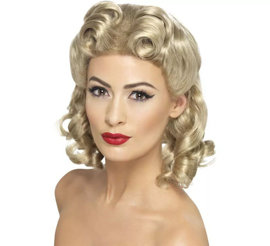 Translation missing: it.Peluca Rubia Larga con Bucles Pin Up Años 40