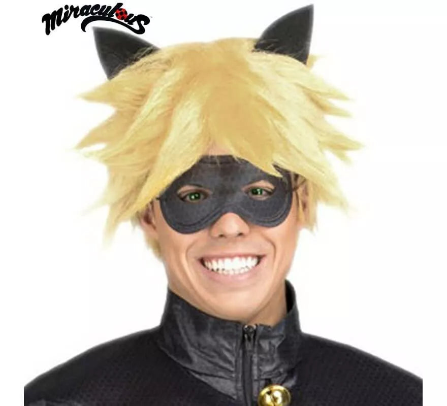Peluca y Antifaz de Cat Noir en caja para hombre