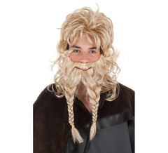 Parrucca e barba con trecce vichinghe