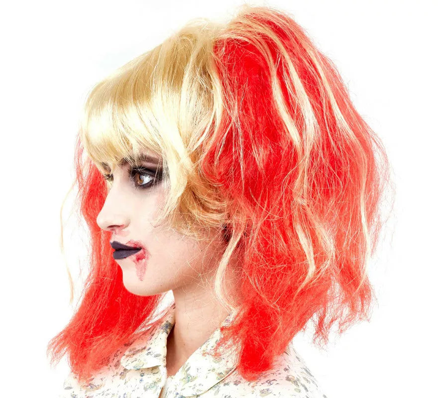 Translation missing: it.Peluca Zombie Rubia con Coletas Rojas