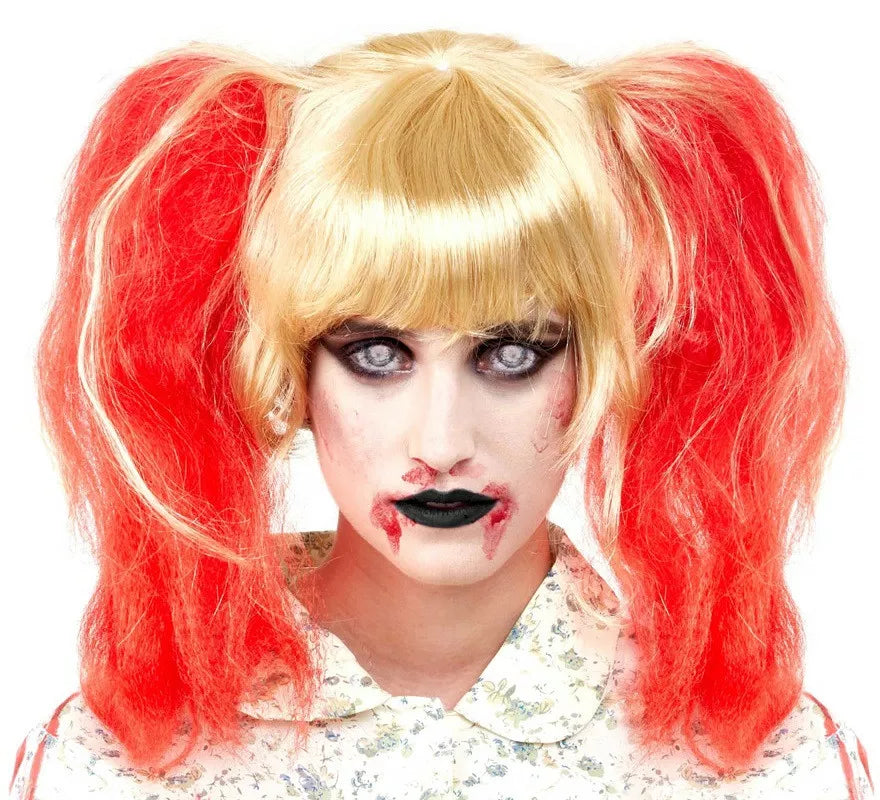 Translation missing: it.Peluca Zombie Rubia con Coletas Rojas