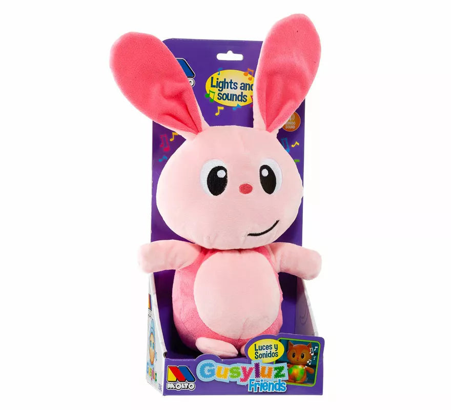Peluche Conejito Gusy Luz Friends rosa con Luces y Sonido
