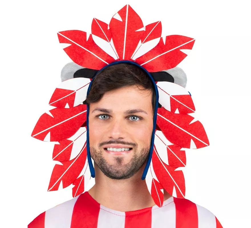 Translation missing: it.Penacho de Indi Atlético de Madrid rojo y blanco adulto