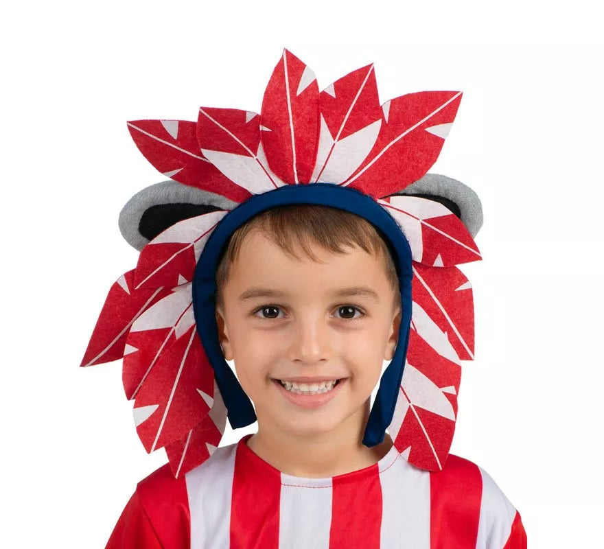 Penacho de Indi Atlético de Madrid rojo y blanco Infantil