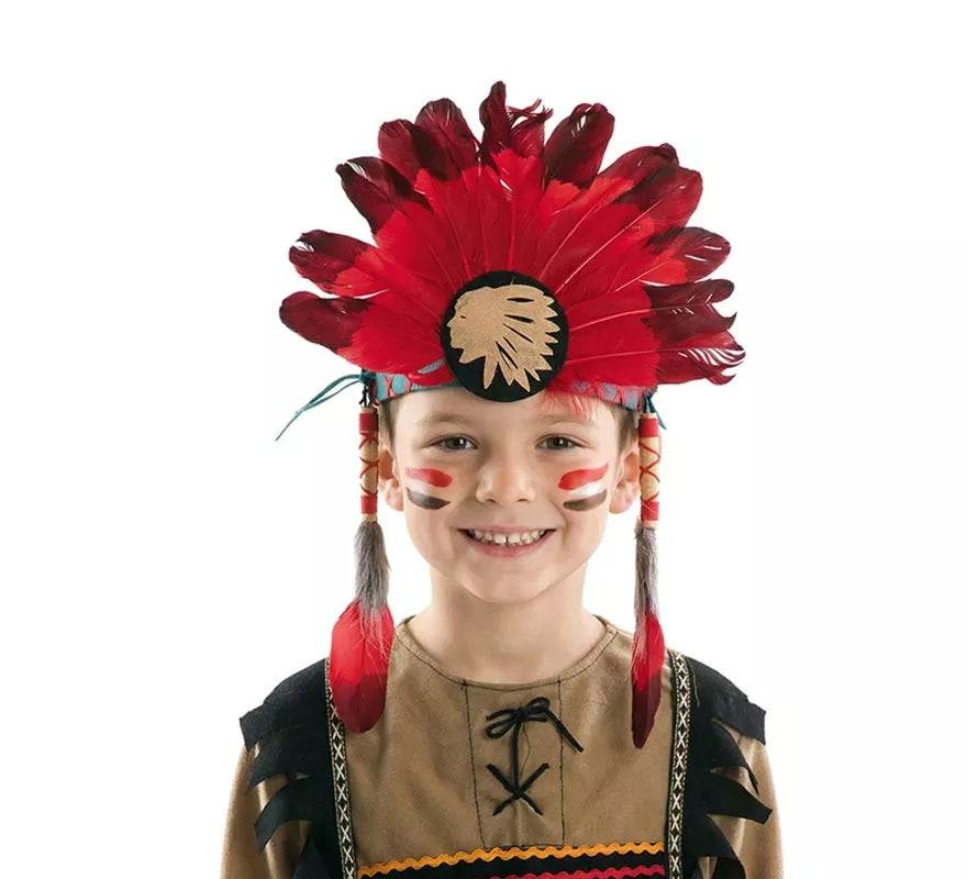 Translation missing: es.Penacho Indio Rojo infantil de 26x37 cm