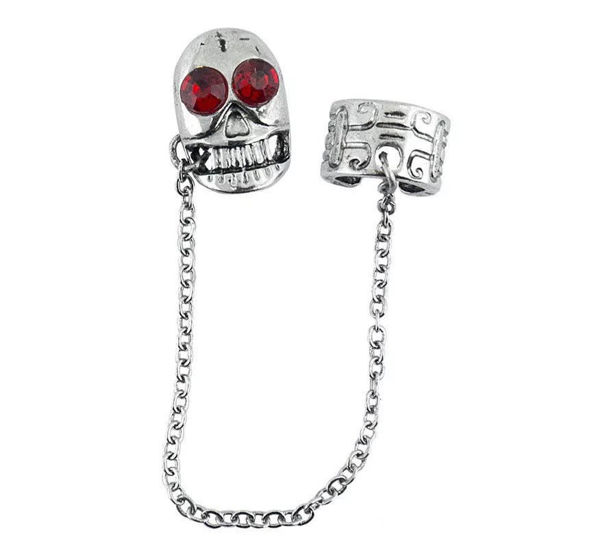 Translation missing: it.Pendiente con cadena de Calavera con Piedras Rojas