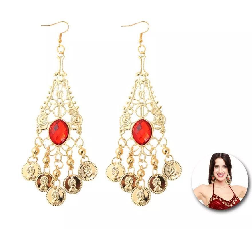 Translation missing: es.Pendientes Árabe con piedra roja
