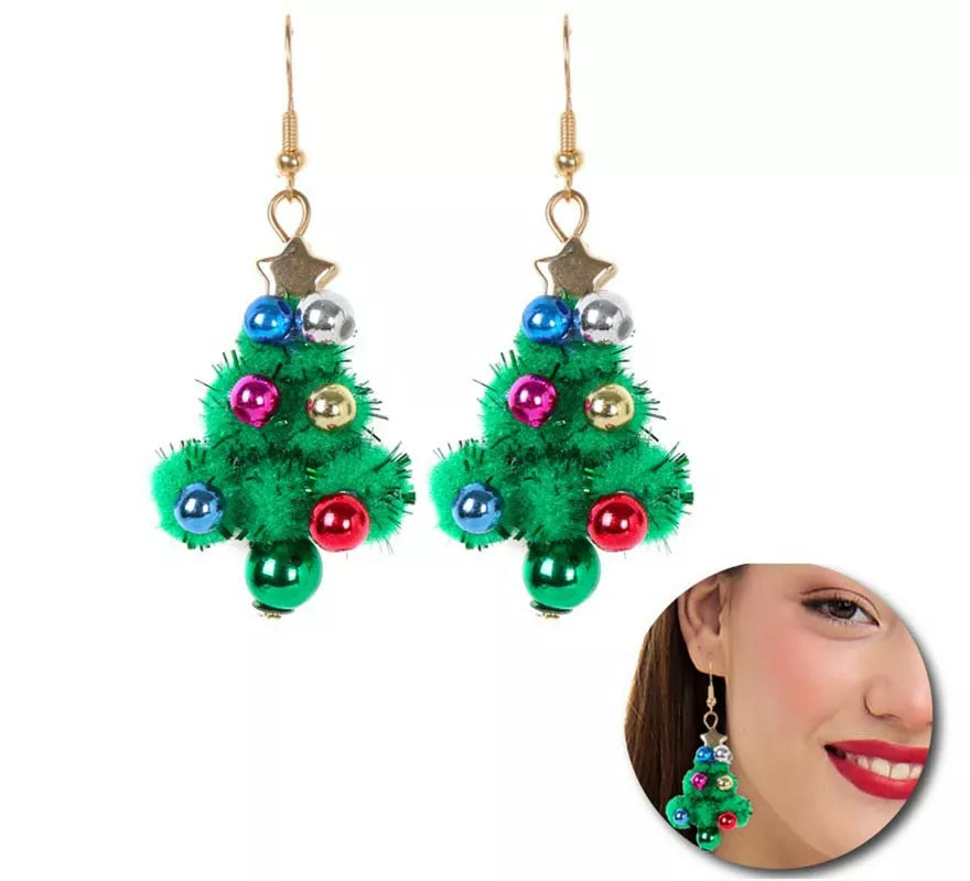 Translation missing: it.Pendientes Árbol Navideño Bolitas verde de 2,5x4,5 cm