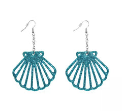 Orecchini Conchiglia Glitter Blu