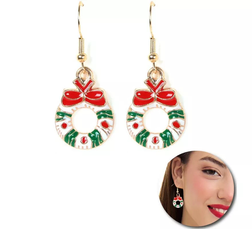 Translation missing: es.Pendientes Corona de Navidad con lazo de 1,5x2,5 cm