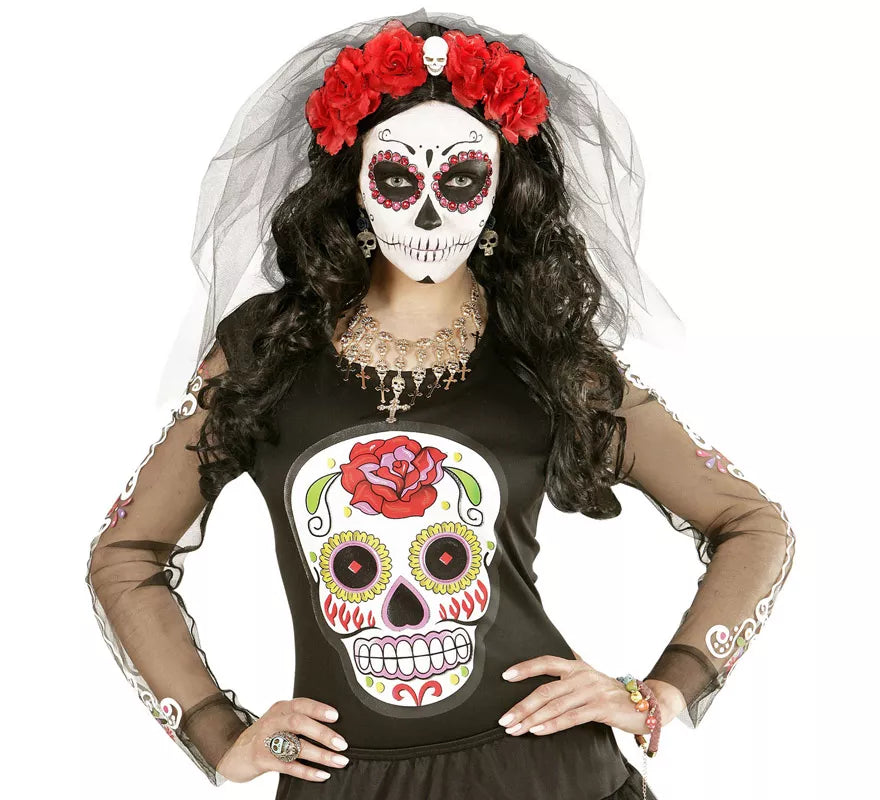 Pendientes de Calavera Dorada con Rosa Negra