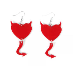 Orecchini cuore diavolo rosso