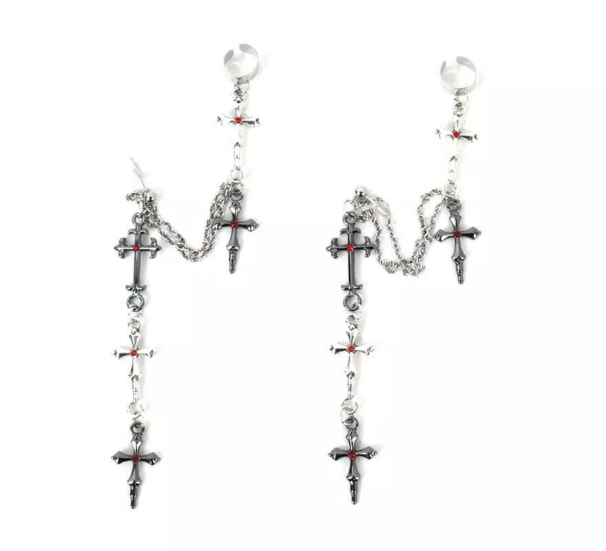 Translation missing: it.Pendientes de Cruz Gótico con cadenas