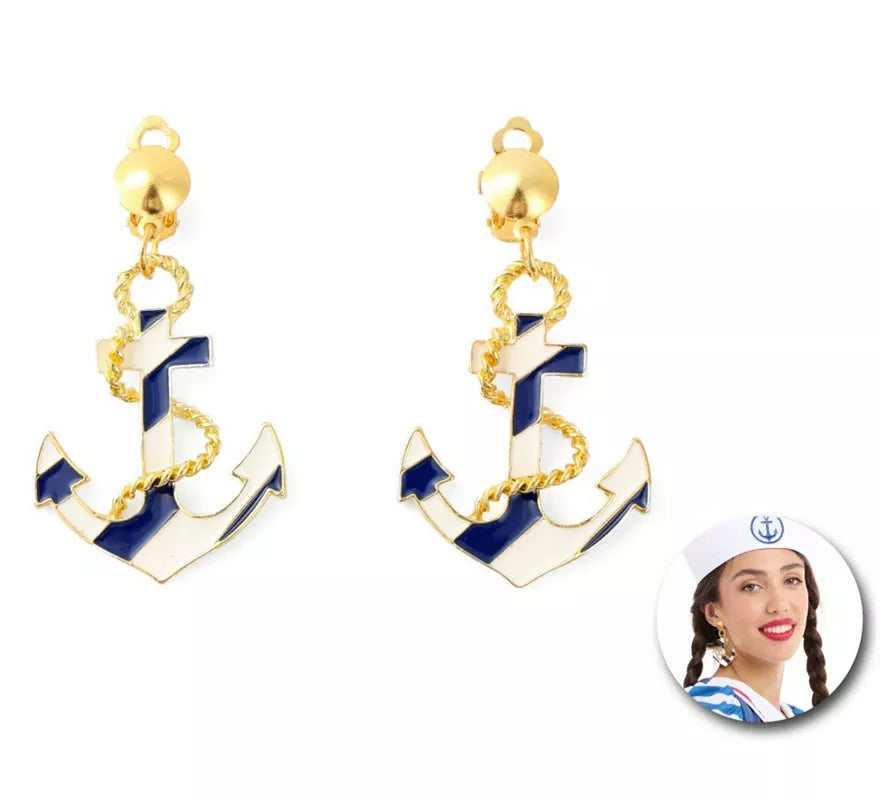 Translation missing: it.Pendientes de Marinera anclas azules