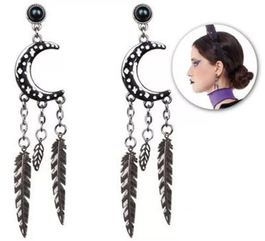 Translation missing: it.Pendientes de Medias Lunas con Plumas