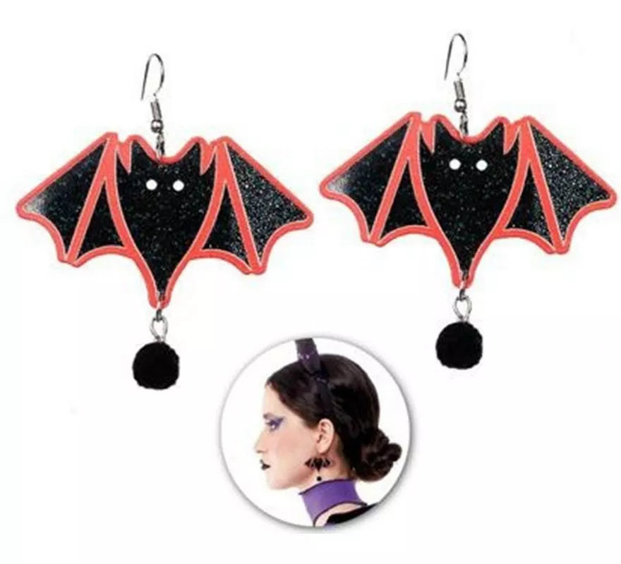 Translation missing: it.Pendientes de Murciélago Purpurina con pompones
