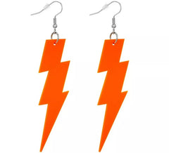 Orecchini a forma di fulmine al neon anni '80 in vari colori
