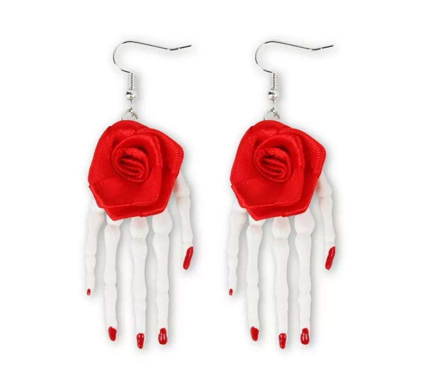 Translation missing: es.Pendientes de Rosas con manos de esqueleto