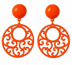 Orecchini flamenco circolari con ornamenti in vari colori