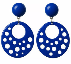 Orecchini flamenco circolari con fori 10 cm in vari colori