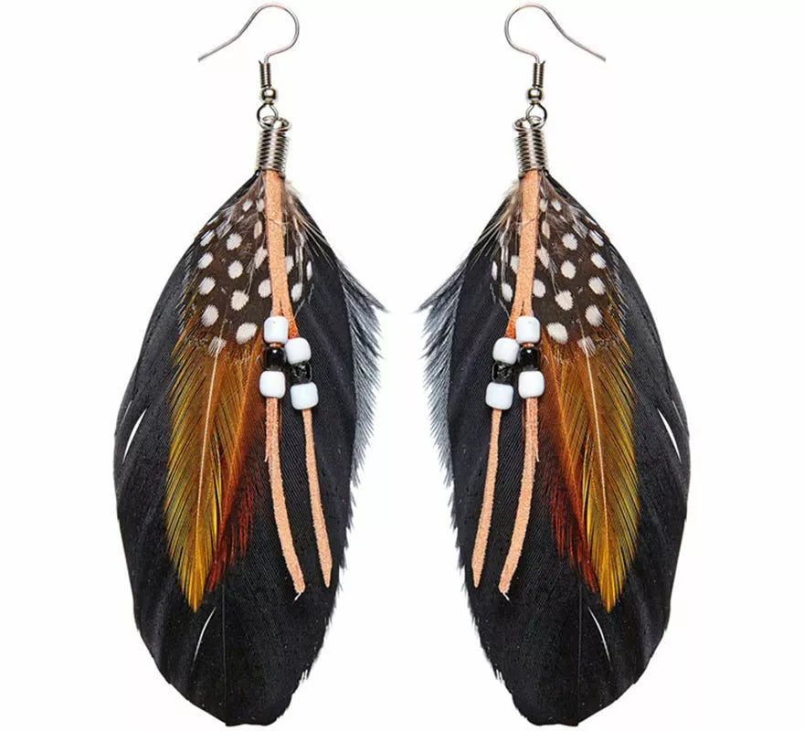 Translation missing: es.Pendientes Indios con Plumas y Perlitas