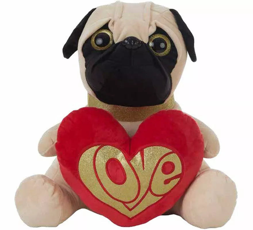 Translation missing: it.Perro Pug de peluche con Corazón en varios tamaños