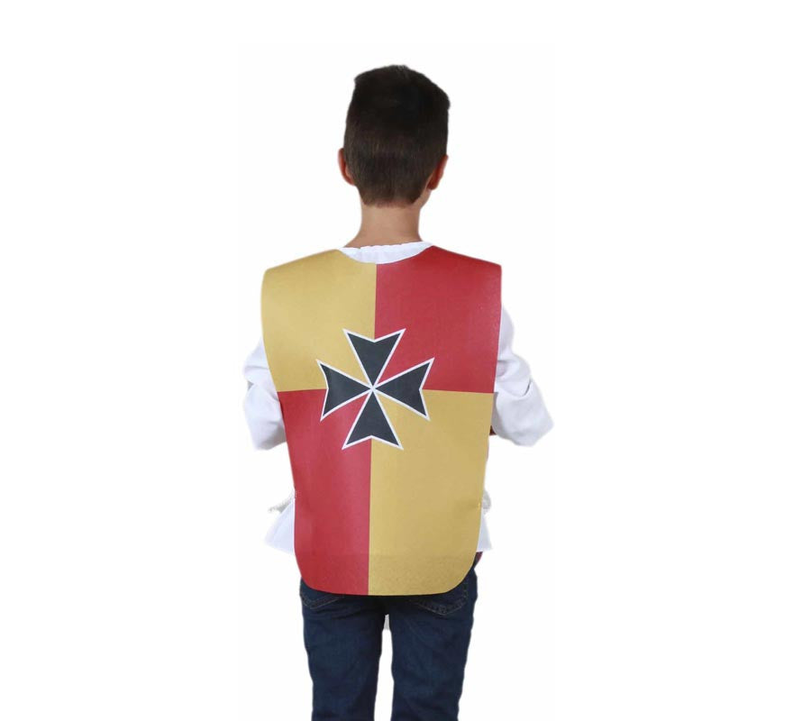 Peto Medieval Cruz rojo y amarillo para niño y adolescente