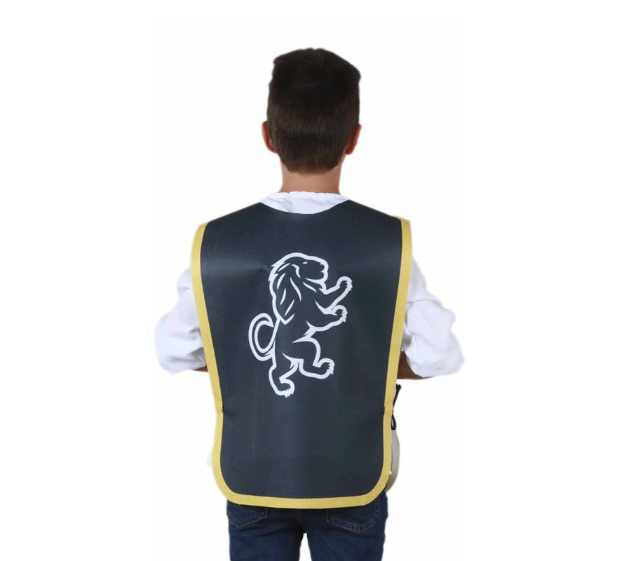 Peto Medieval León negro para niño y adolescente
