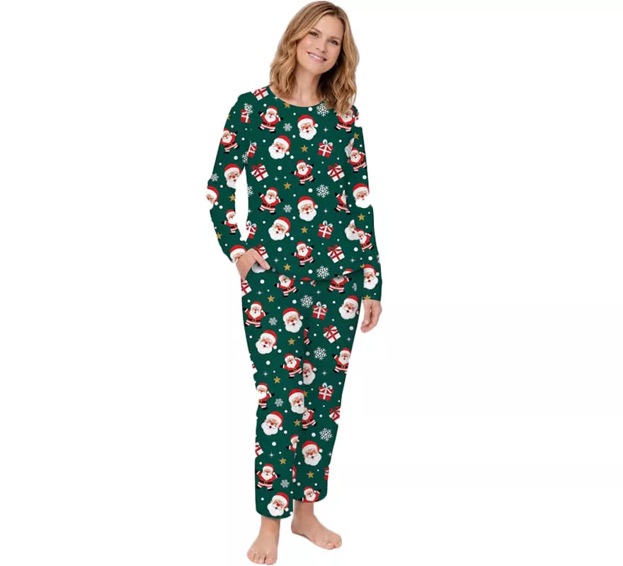 Translation missing: it.Pijama Navideño verde de 2 Piezas para mujer