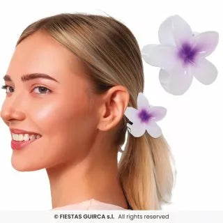 Translation missing: es.Pinza Flor para Pelo de 8 cm blanca y centro en varios colores