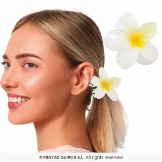 Translation missing: es.Pinza Flor para Pelo de 8 cm blanca y centro en varios colores