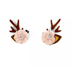 Fermagli per capelli di renna con fiore rosa