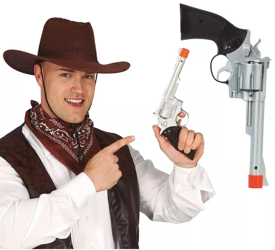 Translation missing: it.Pistola de Vaquero Plateada de 32 cm