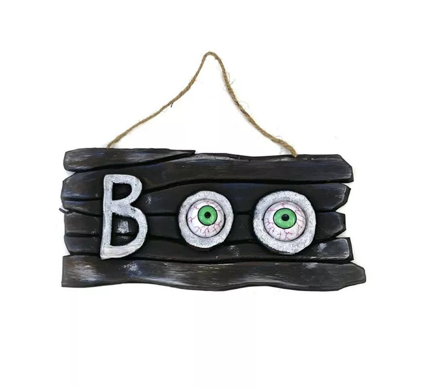 Translation missing: it.Placa Boo colgante con ojos de 30x15 cm