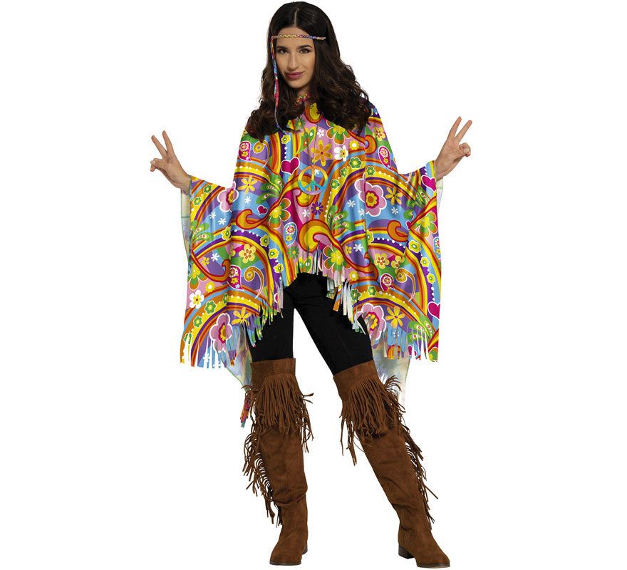 Translation missing: es.Poncho Hippie multicolor adulto