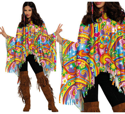 Poncho Hippie multicolor adulto