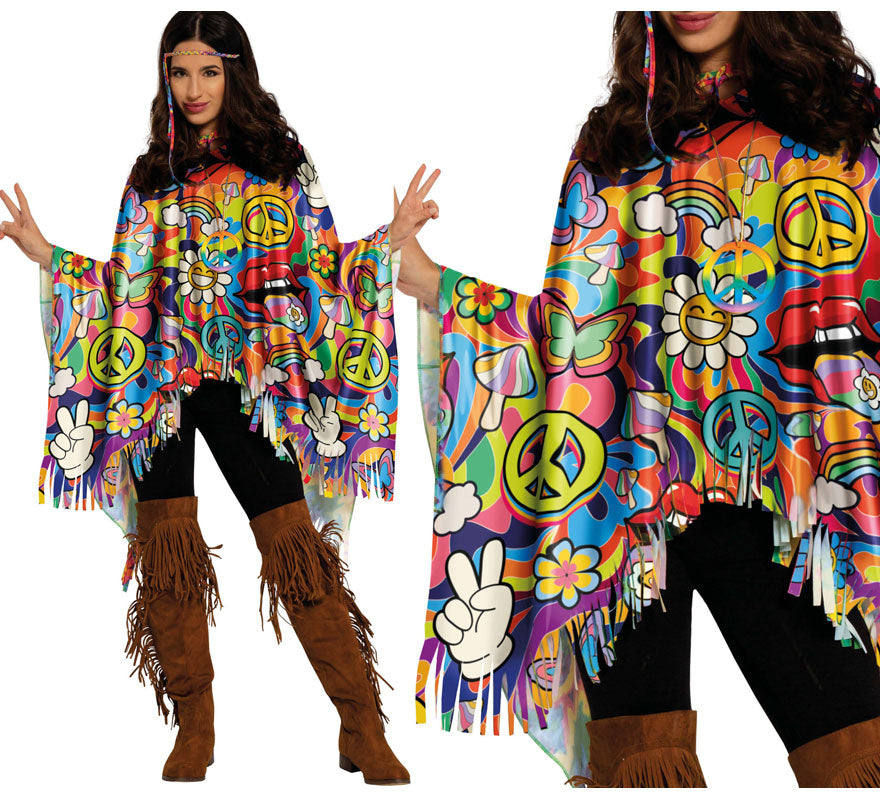 Translation missing: it.Poncho Hippie Paz multicolor adulto
