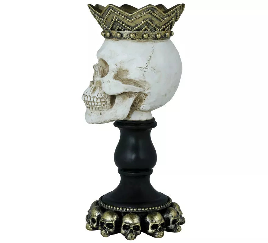 Portavela Calavera de Resina de 25x12 cm