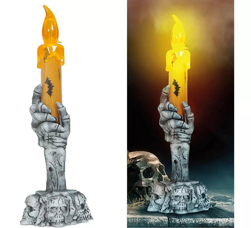 Translation missing: it.Portavelas Calavera con Vela Led de 15 cm