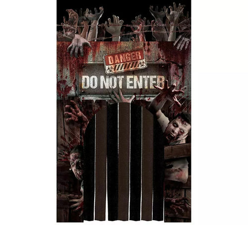 "Puerta con Cortina Zombies ""Danger"" de 145x240 cm"