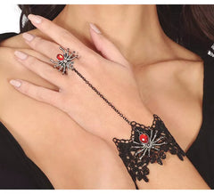 Bracciale ricamato e anello ragno