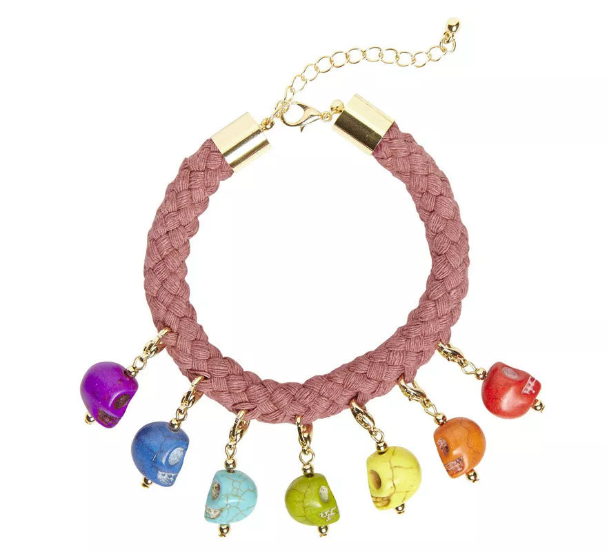 Translation missing: it.Pulsera de Cuerda con 7 Calaveras de Colores