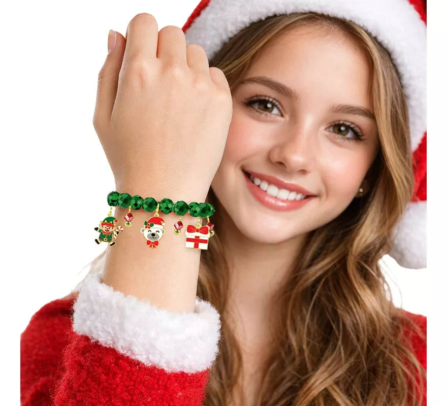 Translation missing: it.Pulsera verde con Colgantes de Papá Noel y Campana