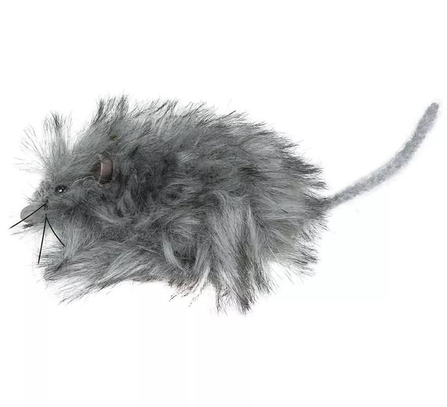 Ratón Peludo gris de 11 cm