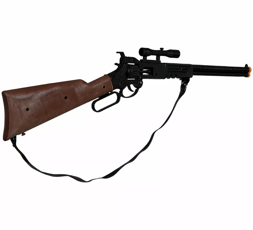 Rifle marrón con mira de 64 cm